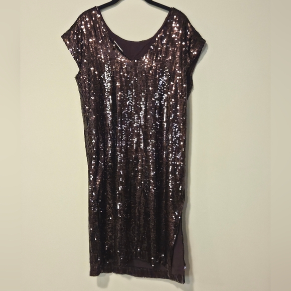 NWT Maeve Anthropologie Sparkling Brown Sequin Mini Dress Size Medium - Picture 4 of 4